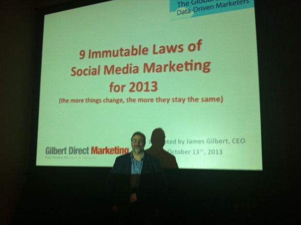 Jim Gilbert Presenting The 9 Immutable Laws of Social Media Marketing at #DMA13 in Chicago